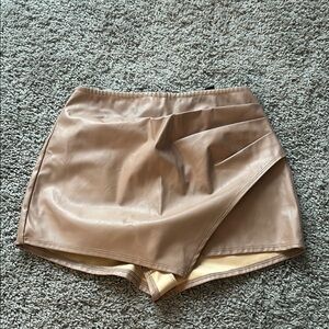Cream Skort-Style Shorts with Wrap Design